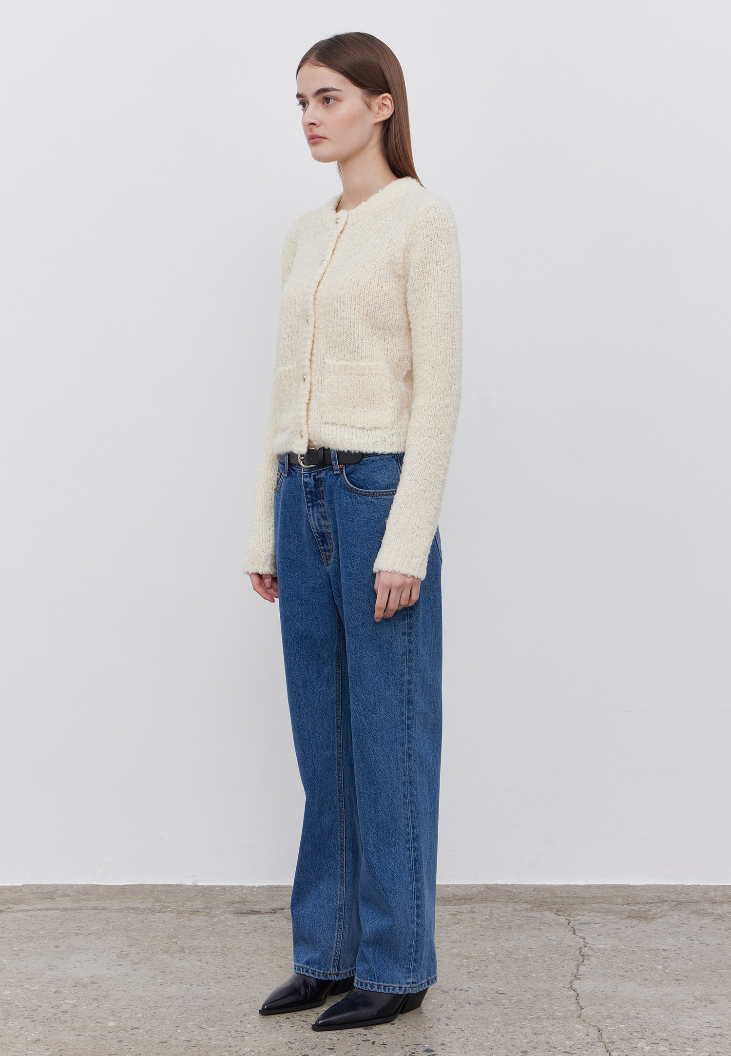BOUCLE BUTTON CARDIGAN - IVORY