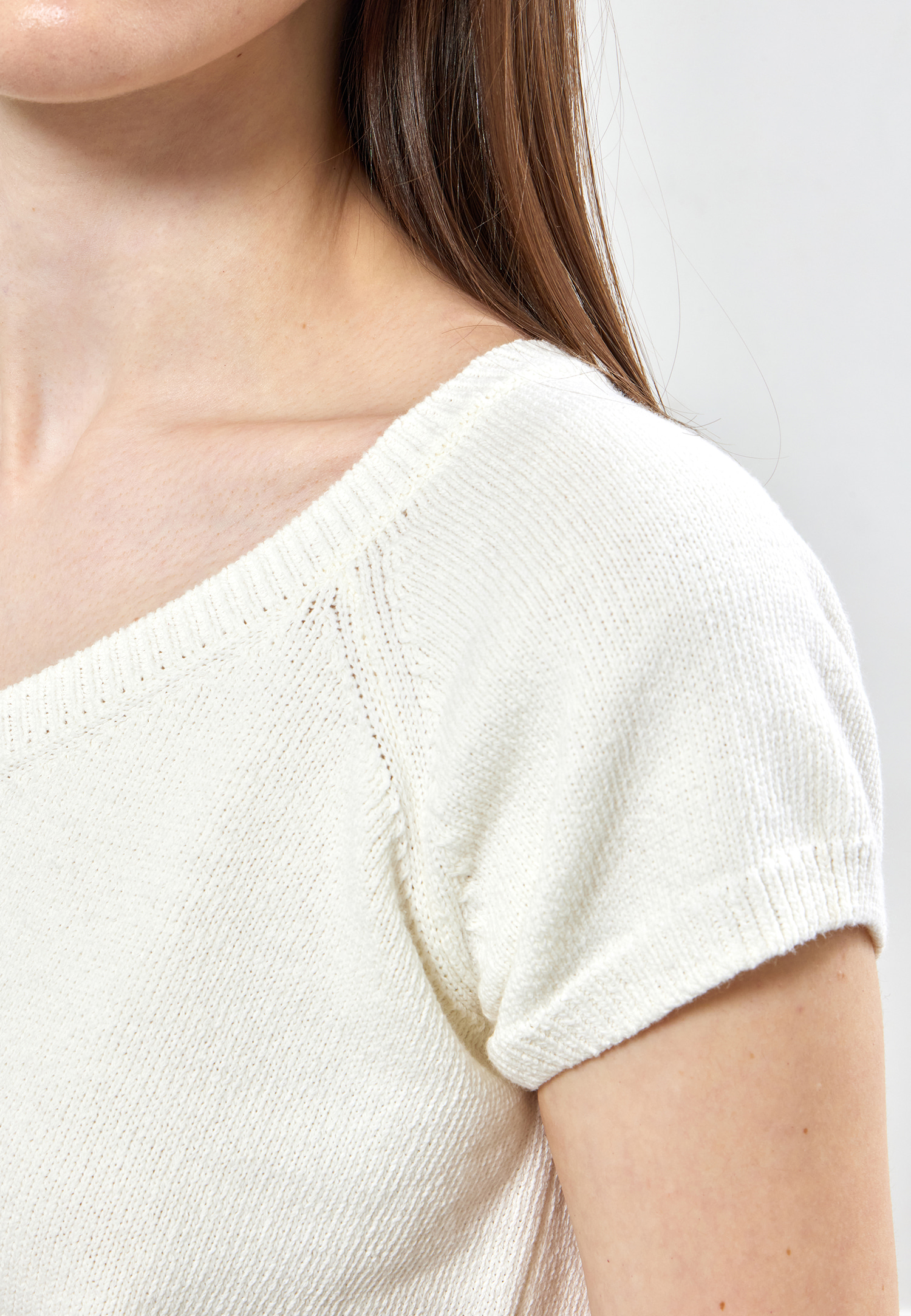 CLEAN COTTON CAP SLEEVE KNIT TOP - IVORY